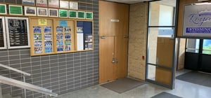 High school commons before new renovation construction