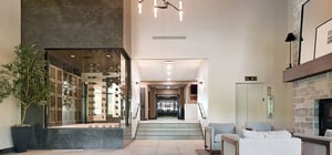 Modern entry vestibule area of country club