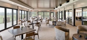 Modern country club event space with view overlook