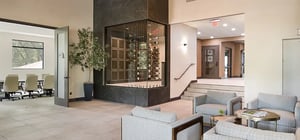 Modern entry vestibule area of country club