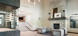 Modern entry vestibule area of country club