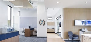 Communications building entry modern design