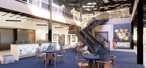 Rendering of Sioux Honey commons with second floor view