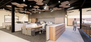 Rendering of Sioux Honey second floor workstations