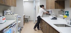 Healthcare lab station with testing equipment