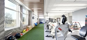 Loring hospital physical therapy gym with a variety of exercise equipment