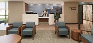 Architectural rendering of the reception room of diagnostic imaging at a medical facility