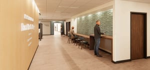 Architectural rendering of additional wait seating at a medical facility