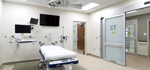 Modern trauma bay operating room with medical equipment