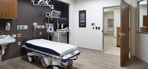 Modern ER patient room with medical equipment