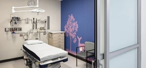 Modern pediatric ER wing with patient room