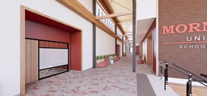 Architectural rendering of Morningside University School of Business second floor corridor