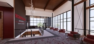 Architectural rendering of Morningside University School of Business second floor study lounge