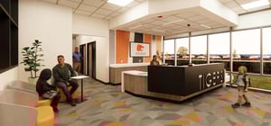 Architectural rending of a modern elementary school administrative office