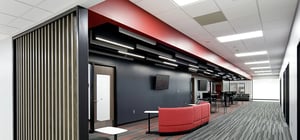 Modern high school breakout class corridor with modern architecture style