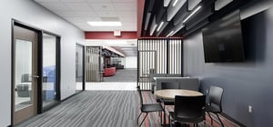 Modern high school breakout class corridor with modern architecture style