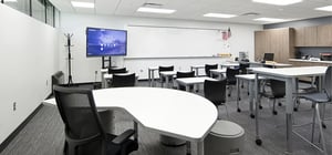 Modern high school classroom with new technology