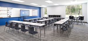 Modern elementary school classroom with high tech and adaptable layout
